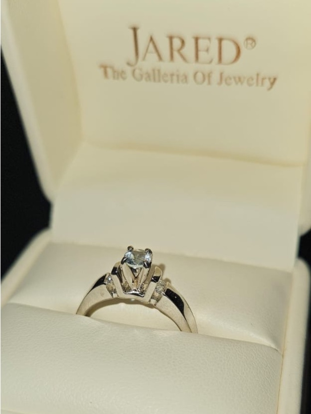 White Gold Solitaire Engagement Ring with Clear Stone